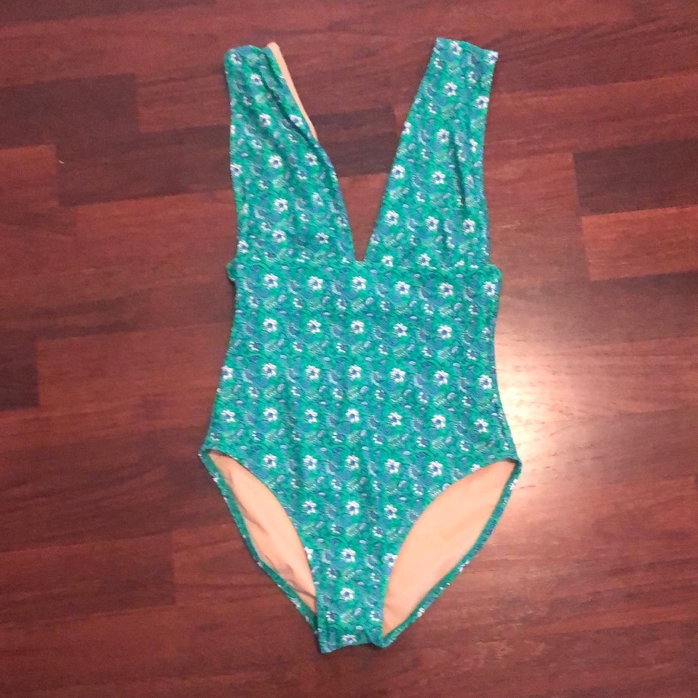 Green paisley JCrew One piece bathing suit. Brand new with tags.